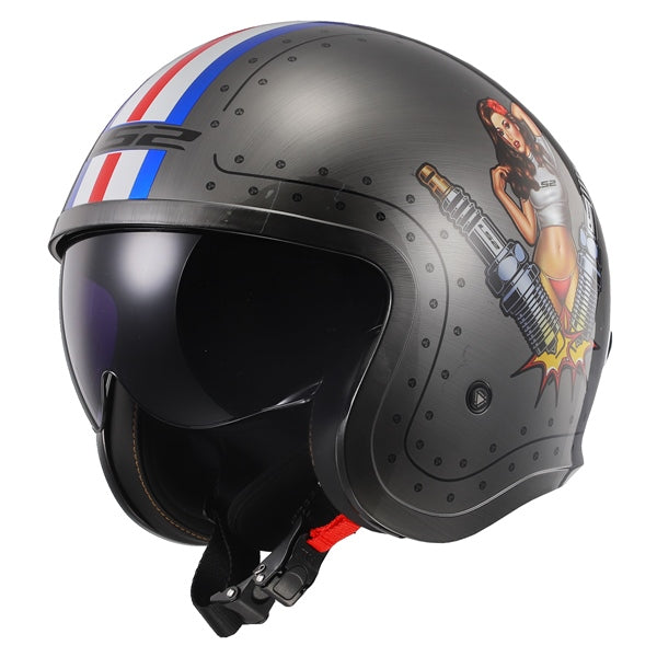 LS2 Spitfire Spark Helmet - Brushed Alloy