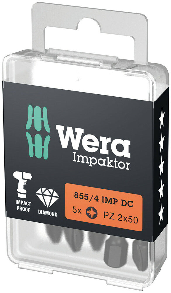Embout Visseuse Wera Impaktor PZ2 - Pour Vis Pozidriv - Usage Percussion - Hex 1/4"