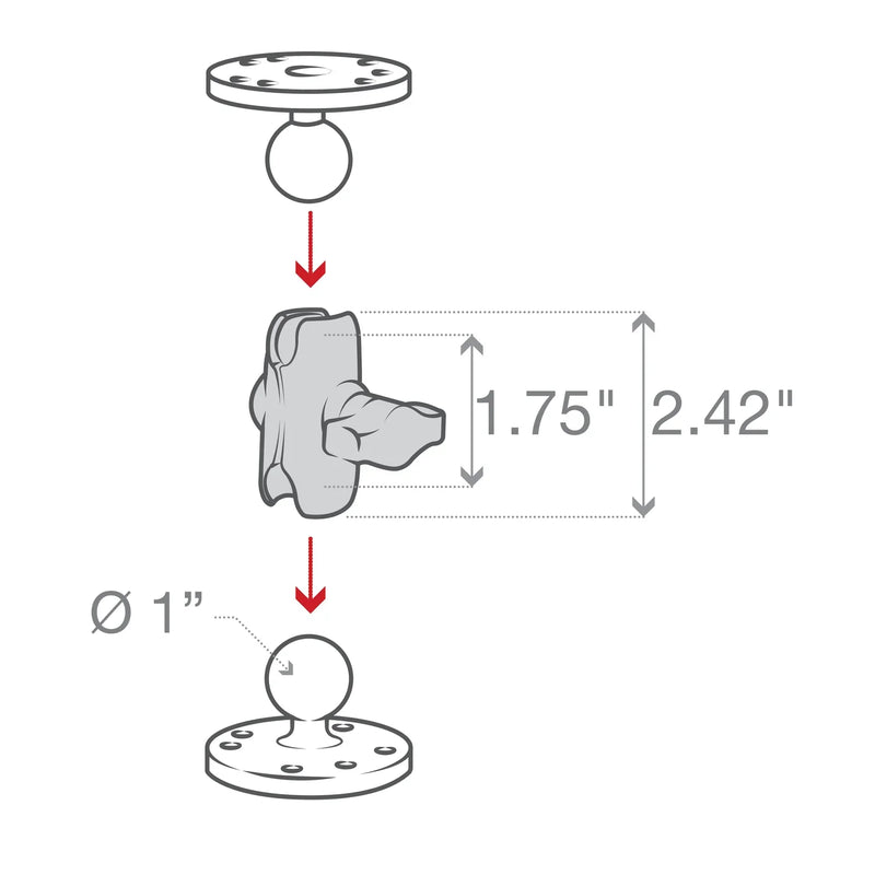 RamMount - RAM® Double Socket Arm - B Size Short