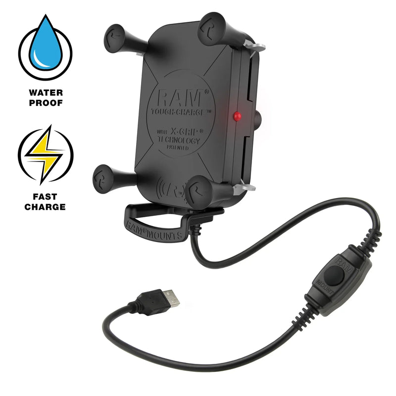 RamMount - RAM® Tough-Charge™ with X-Grip® 15W Waterproof Wireless Charging Holder