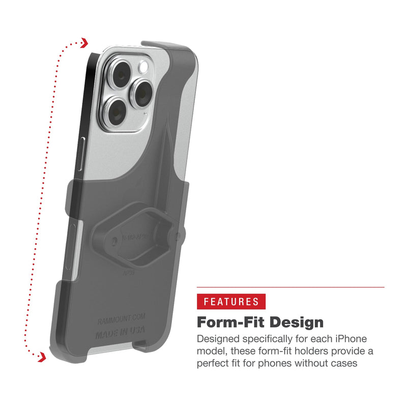 RamMount - RAM® Form-Fit Holder for Apple iPhone 13, 13 Pro, 14, 14 Pro & 15