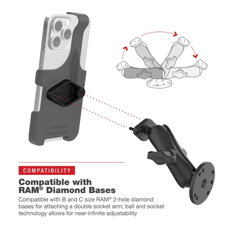 RamMount - RAM® Form-Fit Holder for Apple iPhone 13, 13 Pro, 14, 14 Pro & 15