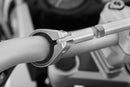 Silver-colored handlebar center strut for BMW made of aluminum