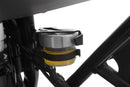 This black brake reservoir protector prevents the rear brake reservoir of the R 1200 GS from being accidentally kicked or falling out.