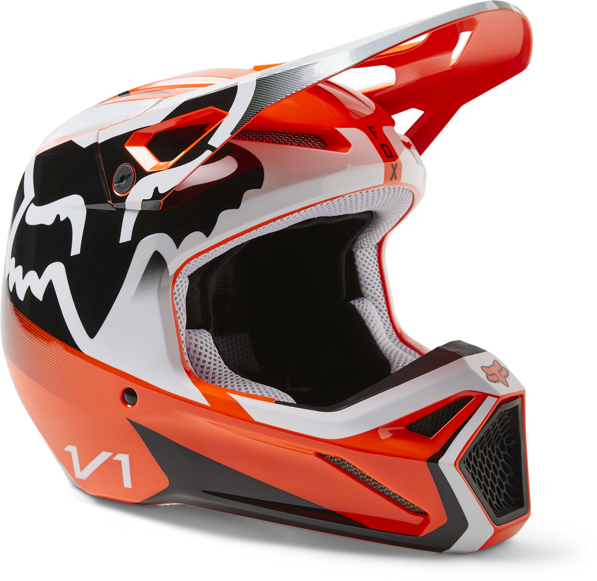 Fox V1 ヘルメット ゴート フルフェイス リッキー オレンジ ホワイト L Fox Racing - V1 Leed Helmet