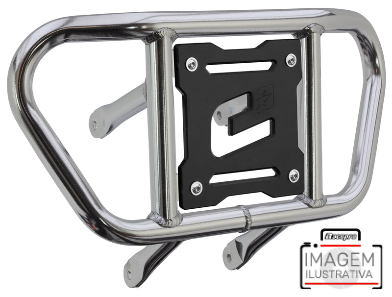 Crosspro - Front Bumper CR02 For Yamaha YFM 660 Raptor-Polish Tubo / Black Plate