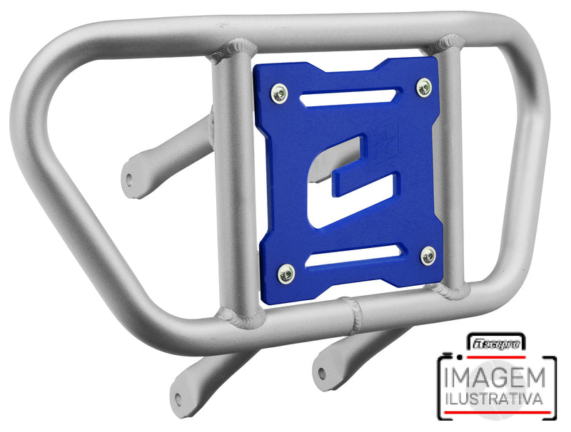Crosspro - Front Bumper CR02 For Yamaha YFM 660 Raptor-Ice Polish Tube / Blue Plate