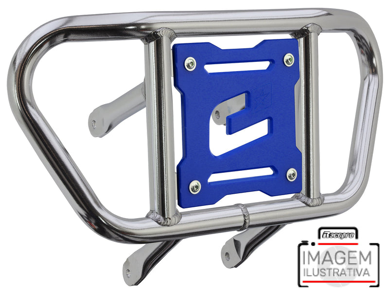 Crosspro - Front Bumper CR02 For Yamaha YFM 660 Raptor-Polish Tubo / Blue Plate
