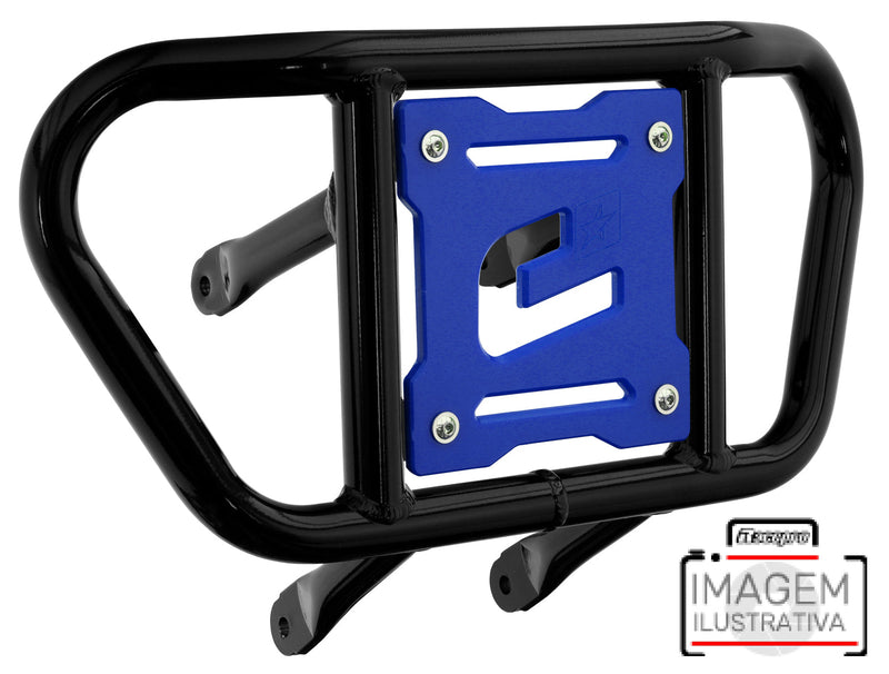 Crosspro - Front Bumper CR02 For Yamaha YFM 660 Raptor-Black Tube / Blue Plate