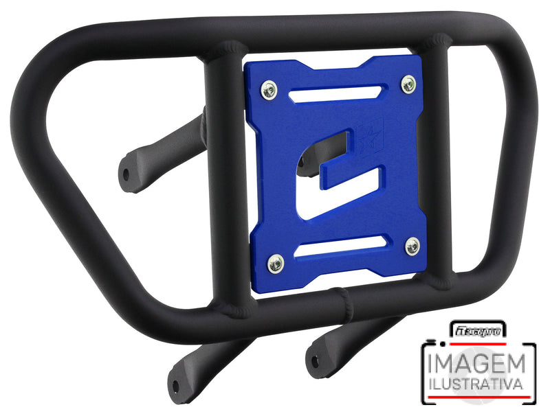 Crosspro - Front Bumper CR02 For Yamaha YFM 660 Raptor-Textured Black Tube / Blue Plate