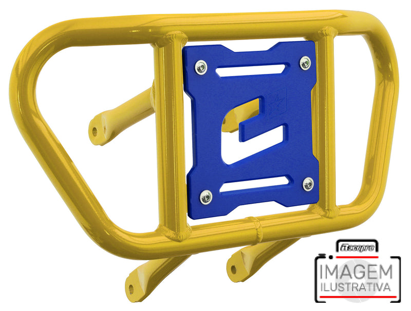 Crosspro - Front Bumper CR02 For Yamaha YFM 660 Raptor-Yellow Tube / Blue Plate