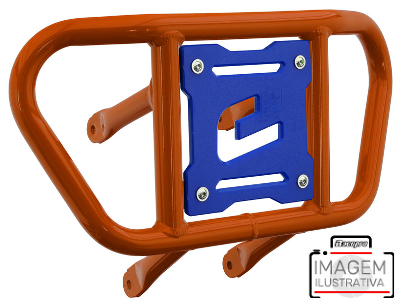 Crosspro - Front Bumper CR02 For Yamaha YFM 660 Raptor-Orange Tube / Blue Plate