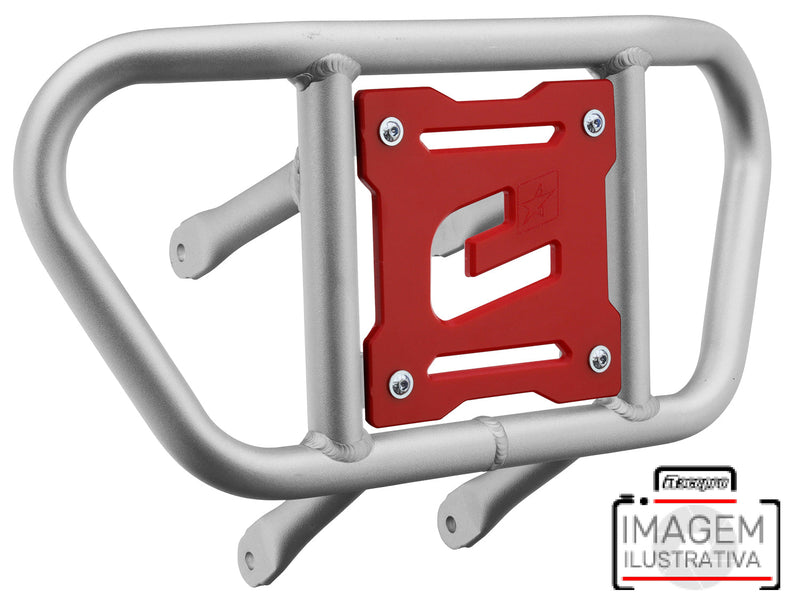 Crosspro - Front Bumper CR02 For Yamaha YFM 660 Raptor-Ice Polish Tube / Red Plate