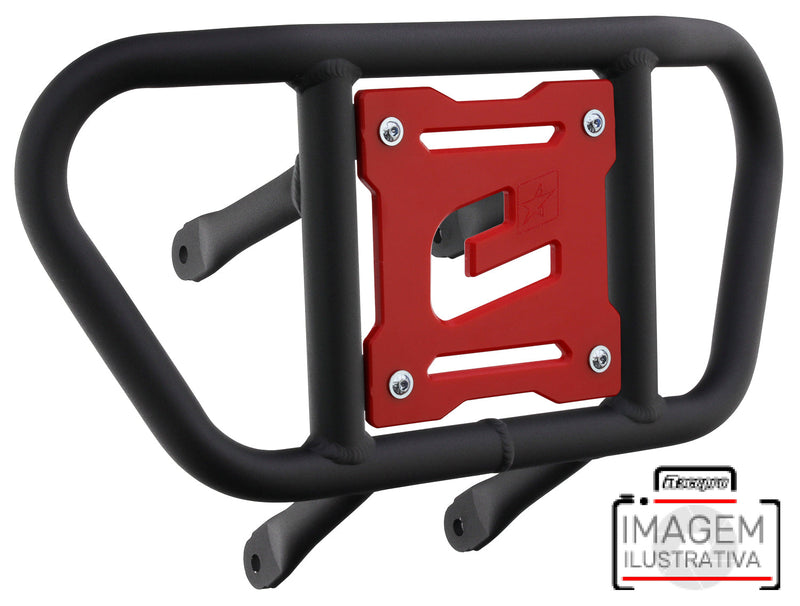 Crosspro - Front Bumper CR02 For Yamaha YFM 660 Raptor-Textured Black Tube / Red Plate