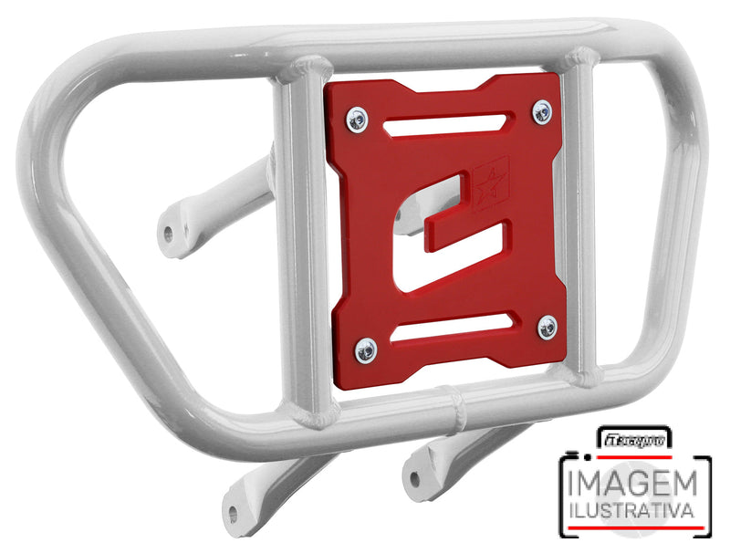 Crosspro - Front Bumper CR02 For Yamaha YFM 660 Raptor-White Tube / Red Plate