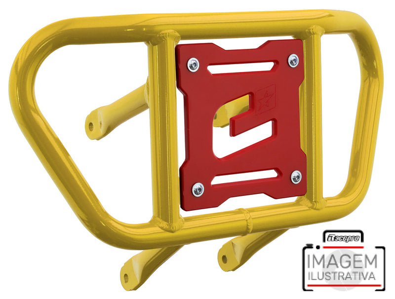 Crosspro - Front Bumper CR02 For Yamaha YFM 660 Raptor-Yellow Tube / Red Plate