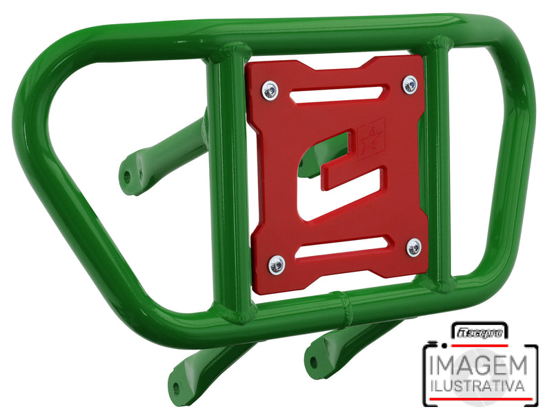 Crosspro - Front Bumper CR02 For Yamaha YFM 660 Raptor-Green Tube / Red Plate