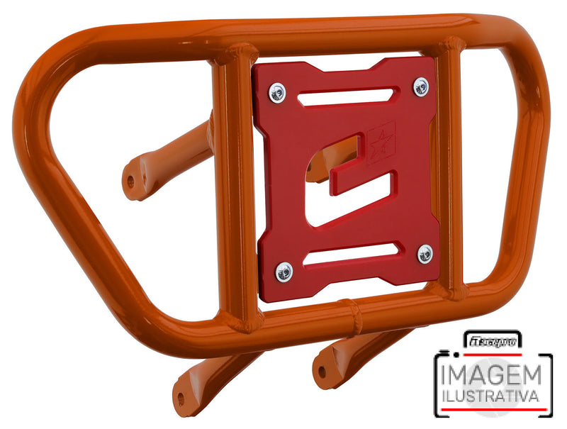 Crosspro - Front Bumper CR02 For Yamaha YFM 660 Raptor-Orange Tube / Red Plate