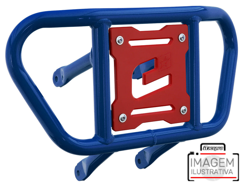 Crosspro - Front Bumper CR02 For Yamaha YFM 660 Raptor-Blue Tube / Red Plate