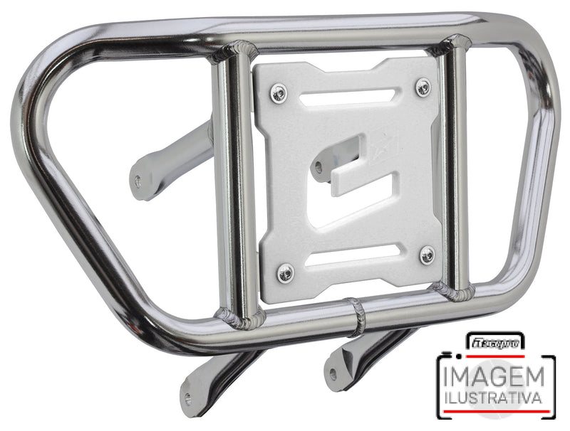 Crosspro - Front Bumper CR02 For Yamaha YFM 660 Raptor-Polish Tubo / White Plate