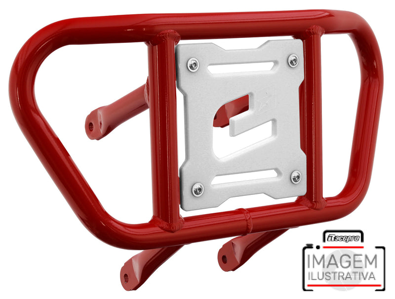 Crosspro - Front Bumper CR02 For Yamaha YFM 660 Raptor-Red Tube / White Plate
