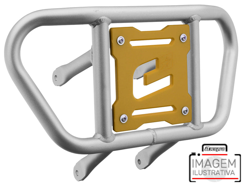 Crosspro - Front Bumper CR02 For Yamaha YFM 660 Raptor-Ice Polish Tube / Yellow Plate