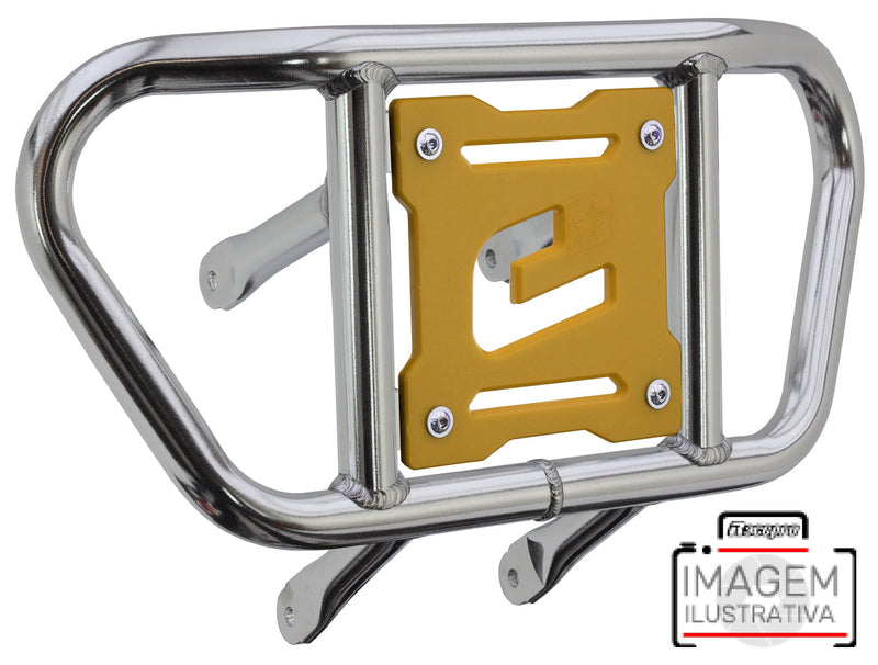 Crosspro - Front Bumper CR02 For Yamaha YFM 660 Raptor-Polish Tubo / Yellow Plate