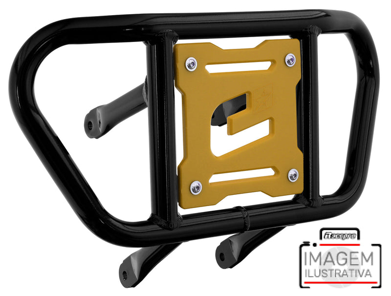 Crosspro - Front Bumper CR02 For Yamaha YFM 660 Raptor-Black Tube / Yellow Plate