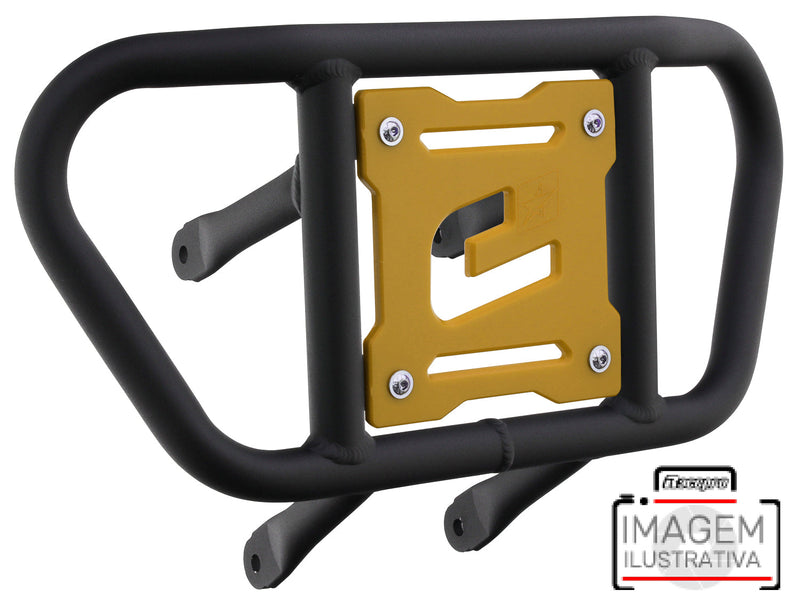 Crosspro - Front Bumper CR02 For Yamaha YFM 660 Raptor-Textured Black Tube / Yellow Plate
