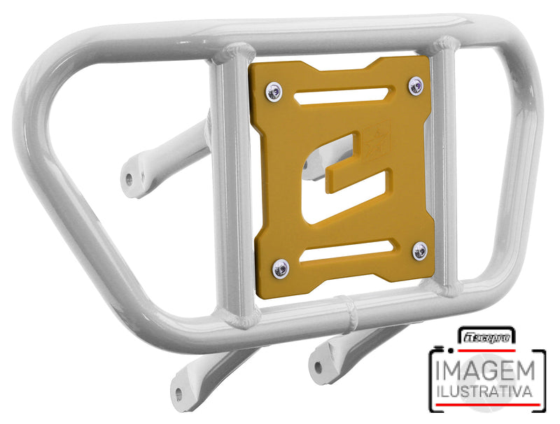 Crosspro - Front Bumper CR02 For Yamaha YFM 660 Raptor-White Tube / Yellow Plate