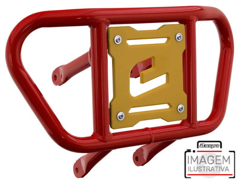 Crosspro - Front Bumper CR02 For Yamaha YFM 660 Raptor-Red Tube / Yellow Plate