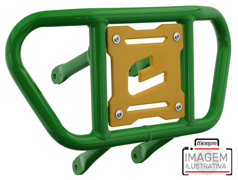 Crosspro - Front Bumper CR02 For Yamaha YFM 660 Raptor-Green Tube / Yellow Plate