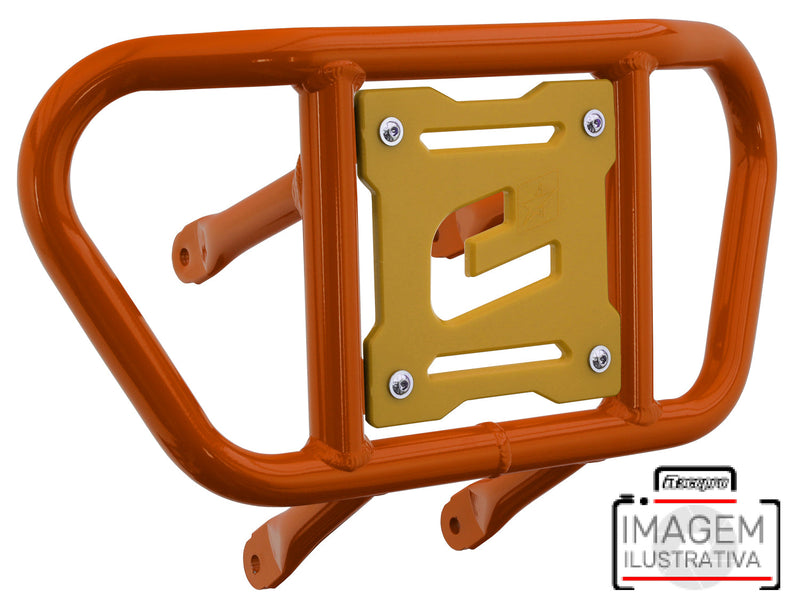 Crosspro - Front Bumper CR02 For Yamaha YFM 660 Raptor-Orange Tube / Yellow Plate