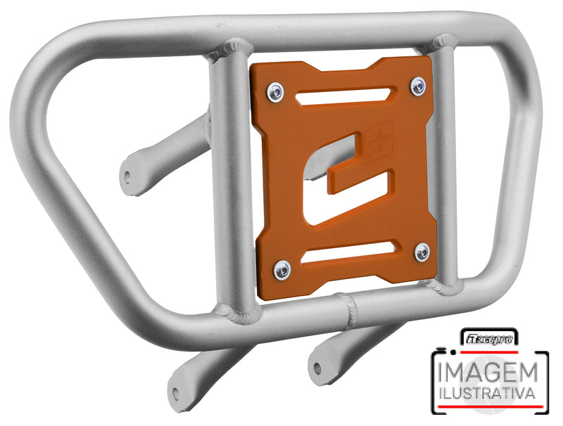 Crosspro - Front Bumper CR02 For Yamaha YFM 660 Raptor-Ice Polish Tube / Orange Plate