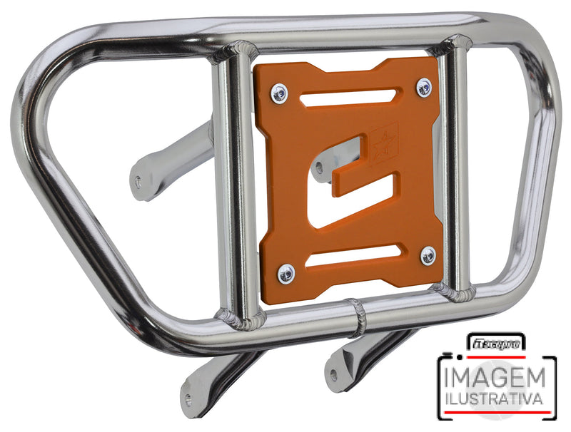 Crosspro - Front Bumper CR02 For Yamaha YFM 660 Raptor-Polish Tubo / Orange Plate