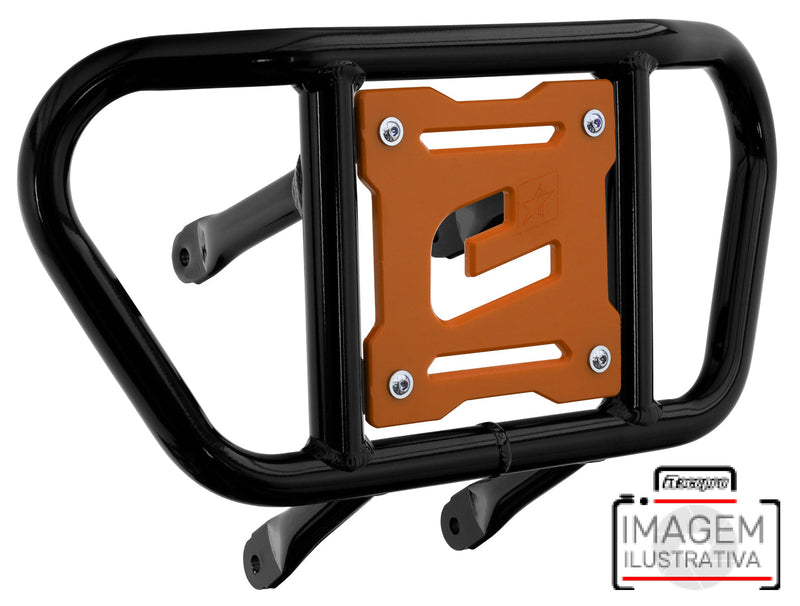 Crosspro - Front Bumper CR02 For Yamaha YFM 660 Raptor-Black Tube / Orange Plate