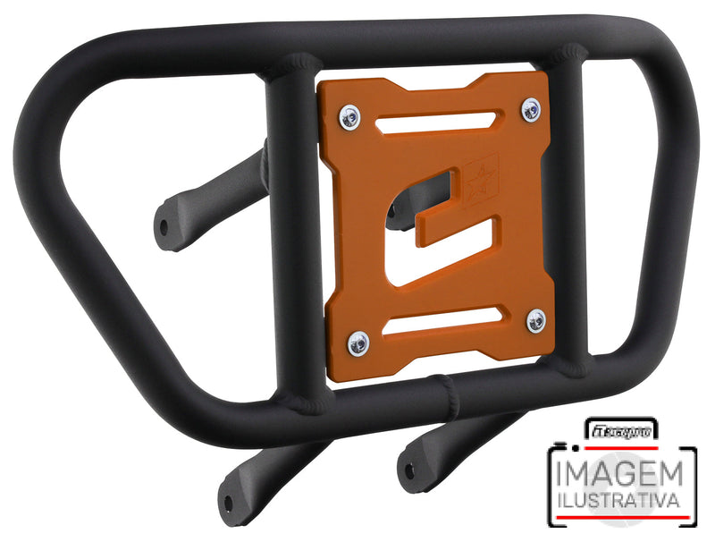 Crosspro - Front Bumper CR02 For Yamaha YFM 660 Raptor-Textured Black Tube / Orange Plate