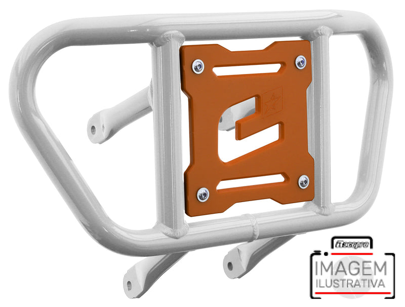 Crosspro - Front Bumper CR02 For Yamaha YFM 660 Raptor-White Tube / Orange Plate