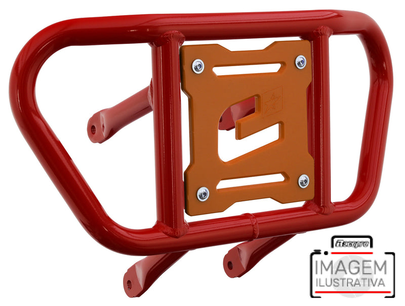 Crosspro - Front Bumper CR02 For Yamaha YFM 660 Raptor-Red Tube / Orange Plate