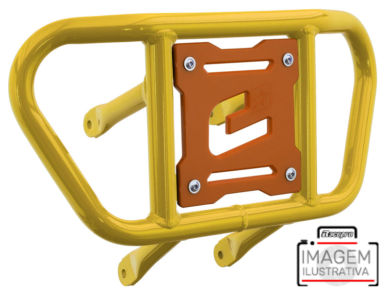Crosspro - Front Bumper CR02 For Yamaha YFM 660 Raptor-Yellow Tube / Orange Plate