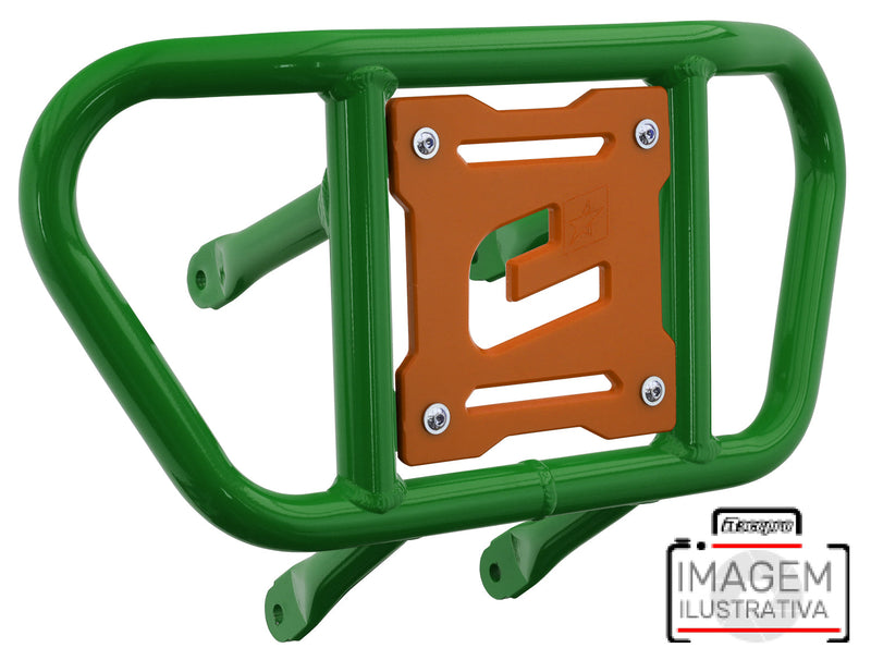 Crosspro - Front Bumper CR02 For Yamaha YFM 660 Raptor-Green Tube / Orange Plate