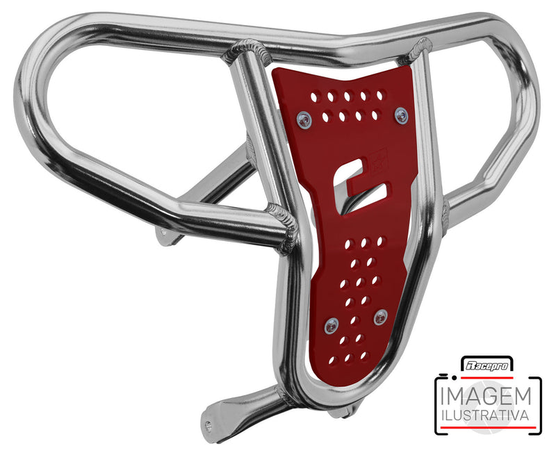Crosspro - Front Bumper CR04 For Yamaha YFZ 450-Polish Tubo / Red Plate