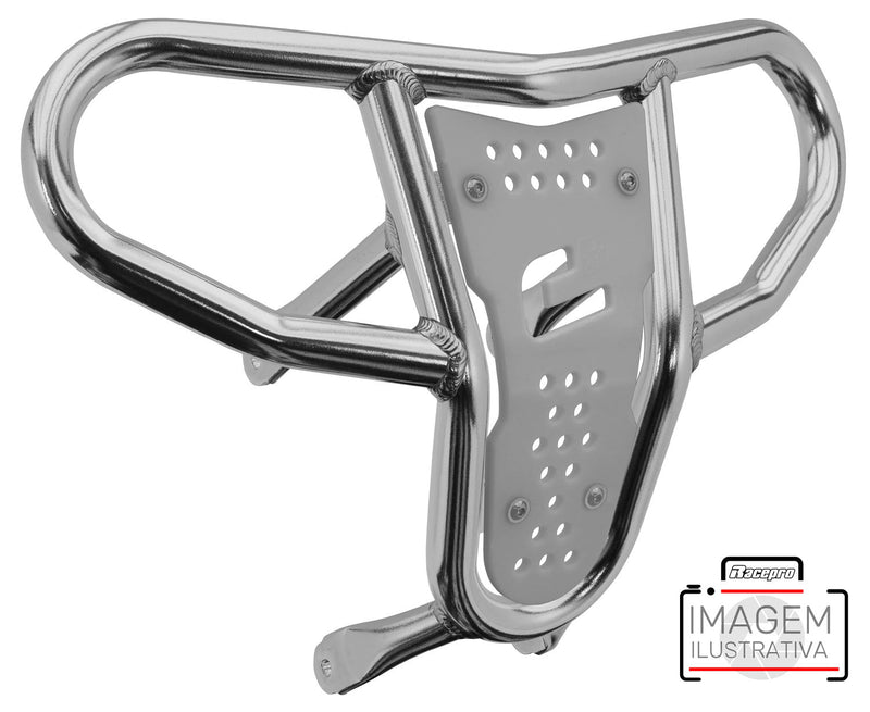 Crosspro - Front Bumper CR04 For Yamaha YFZ 450-Polish Tubo / White Plate