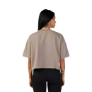 191972863622 31984-235XS W WORDMARK OS CROP TEE  Taupe