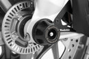 DoubleShock axle protection pads now also keep the front fork a safe distance from the asphalt and help prevent serious damage 