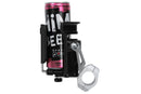 Adjustable drinks holder for bottles with a diameter of 52 to 67 mm.
