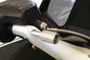 This adapter lengthens the handlebar mount to the middle of the fork brace.