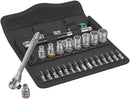Wera Tools - 8100 SA 10 Zyklop Metal Ratchet Set with push-through square, 1/4" drive, imperial