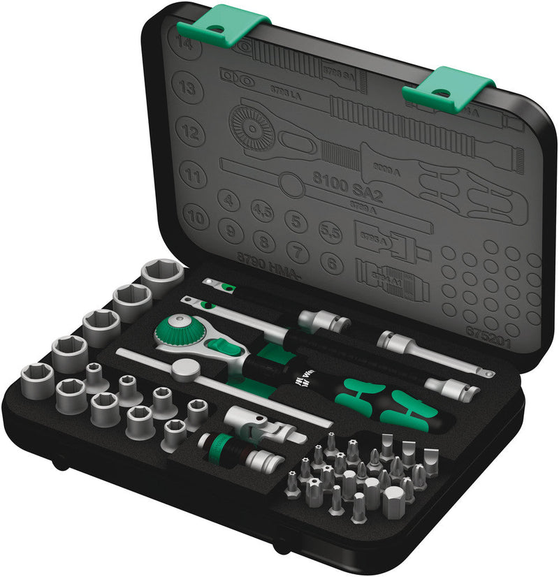 Wera Tools - 8100 SA 2 Zyklop Speed Ratchet Set, 1/4" drive, metric