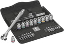 Wera Tools - 8100 SC 10 Zyklop Metal Ratchet Set with push-through square, 1/2" drive, imperial